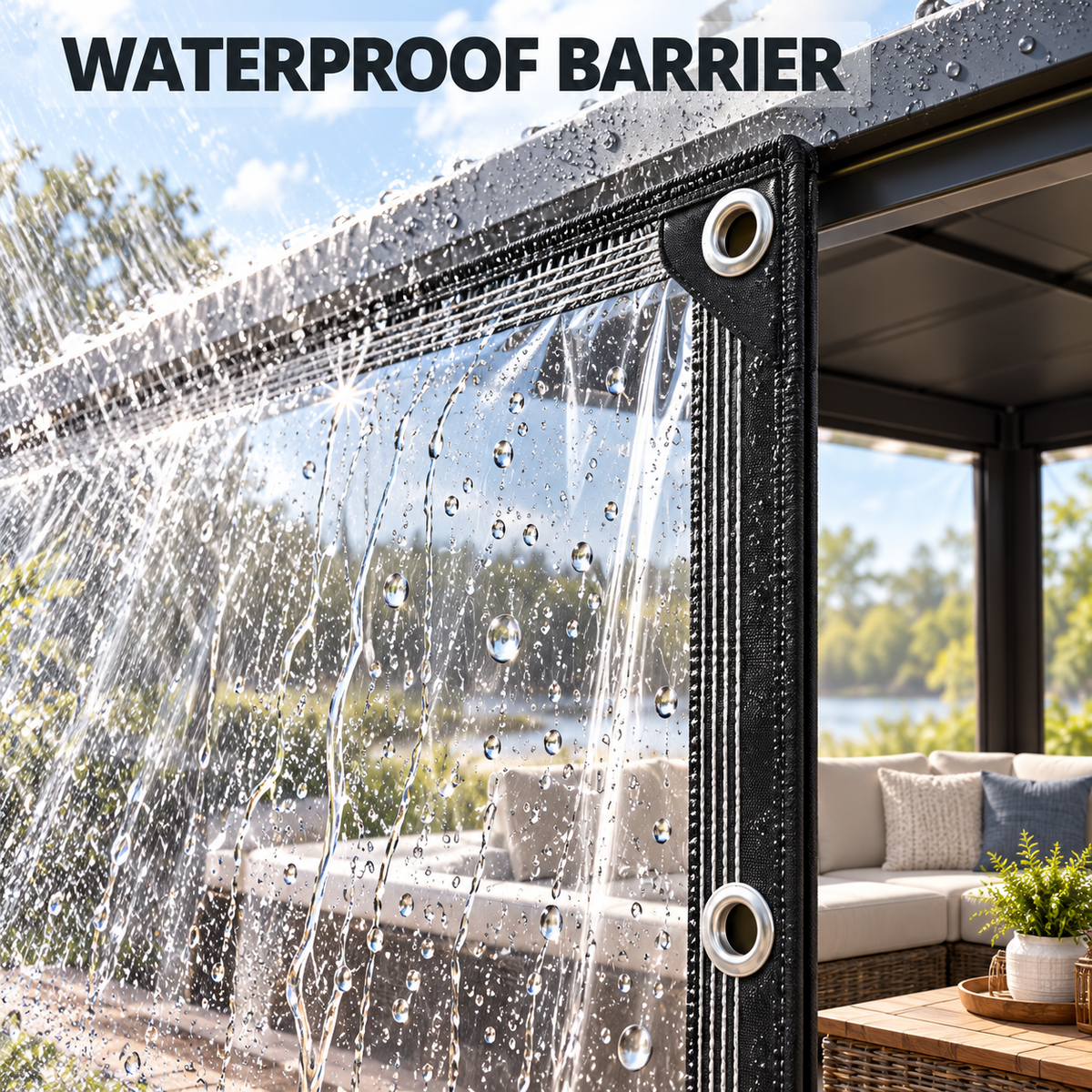 💧🛠️ Reinforced Clear Waterproof Tarp – Outdoor Cover with Metal Grommets