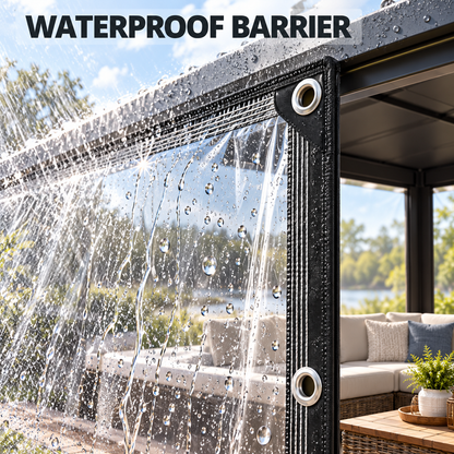 💧🛠️ Reinforced Clear Waterproof Tarp – Outdoor Cover with Metal Grommets