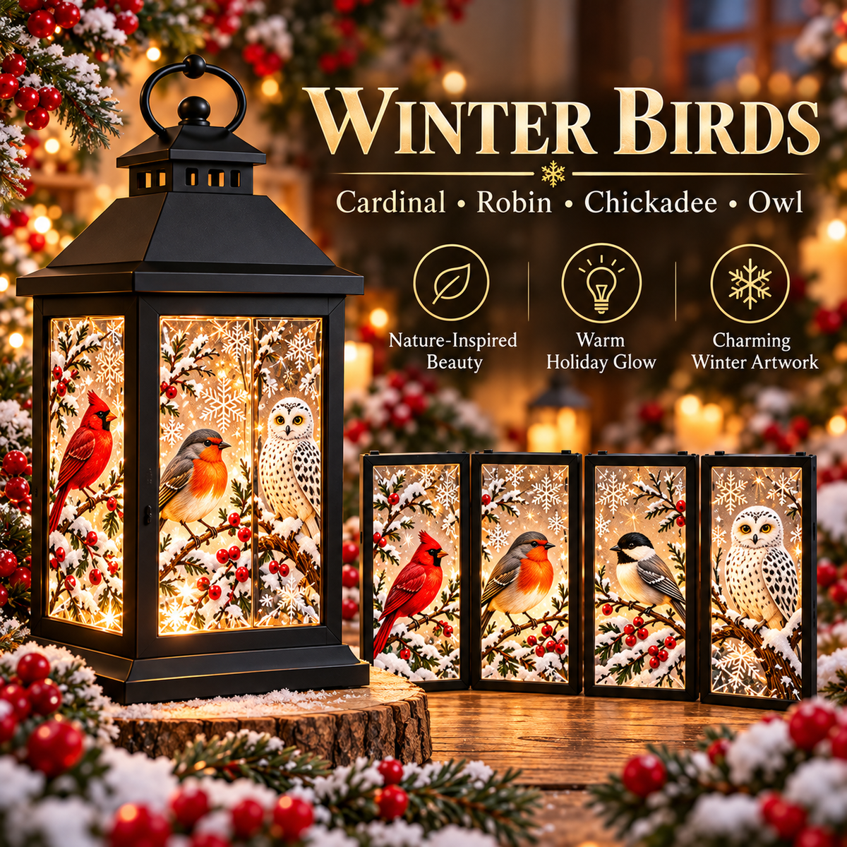🎄💎 Interchangeable Crystal Holiday Lantern ✨ Light Up Seasonal Decor