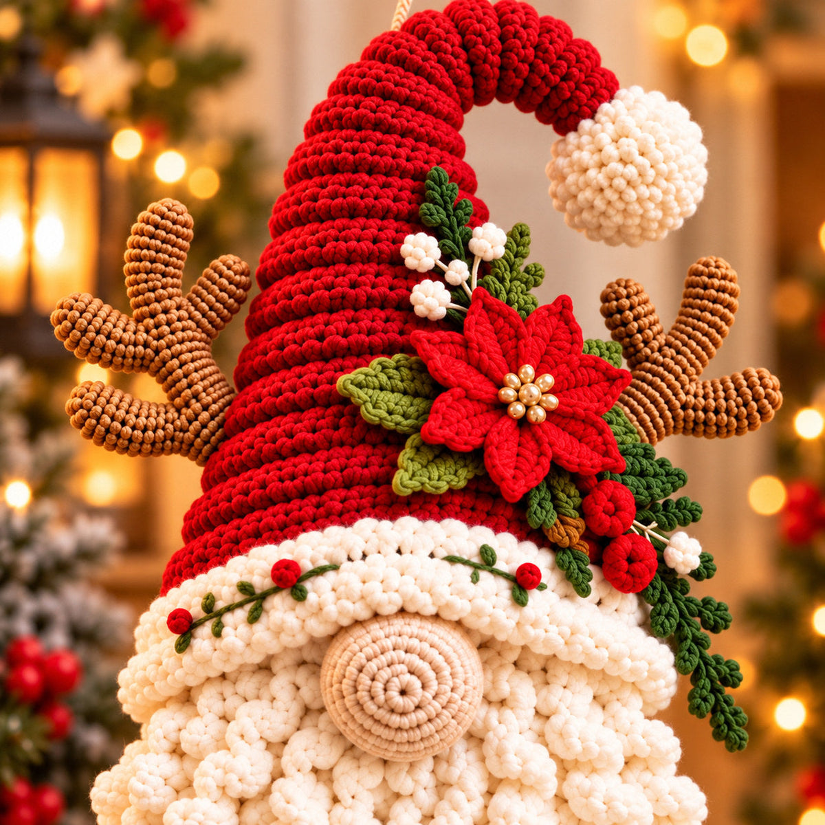 🦌🎄 Reindeer Gnome Crochet Pattern™ | Santa Hat Door Hanger