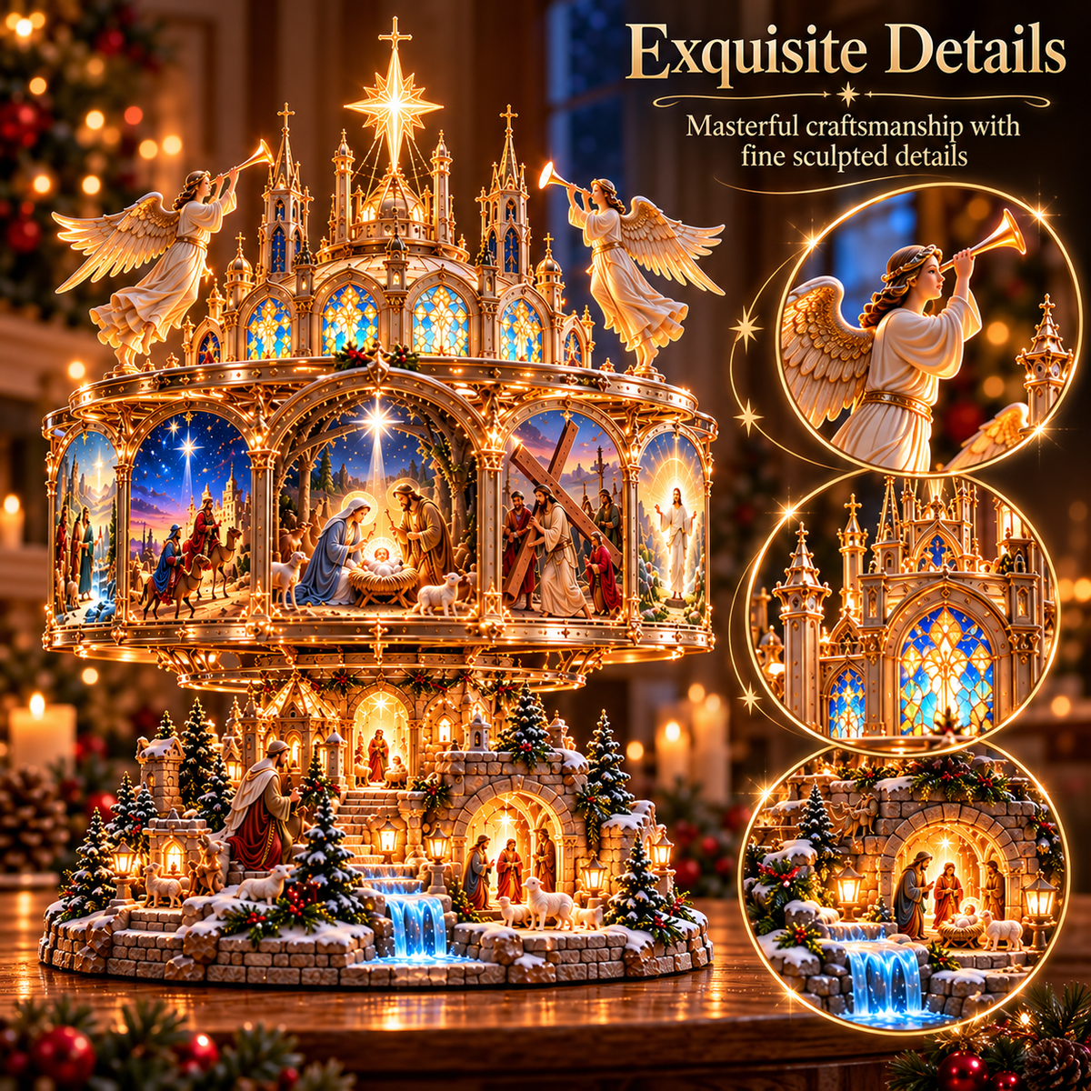 ⛪✨ Sacred Story Glow™ | Rotating Nativity Display