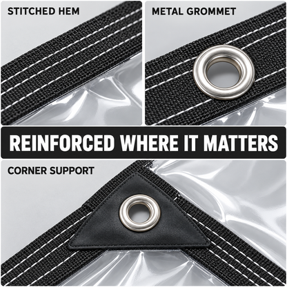 💧🛠️ Reinforced Clear Waterproof Tarp – Outdoor Cover with Metal Grommets
