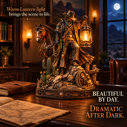 🐎🔥 Trailblazer Glow™ | Western Rider & Horse Lighted Statue