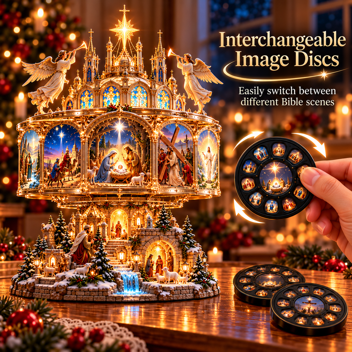 ⛪✨ Sacred Story Glow™ | Rotating Nativity Display