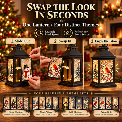🎄💎 Interchangeable Crystal Holiday Lantern ✨ Light Up Seasonal Decor