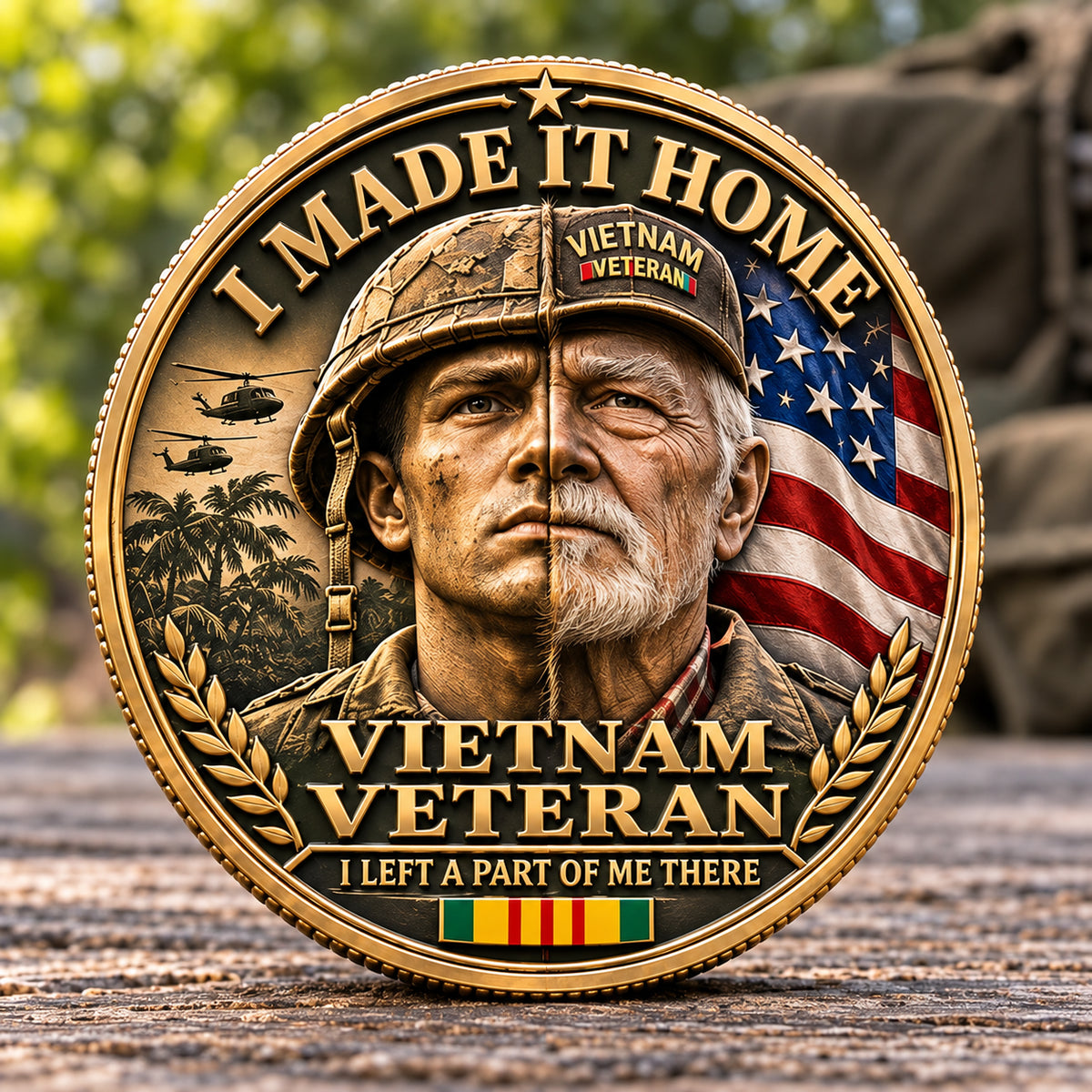 Vietnam Veteran Tribute Challenge Coin – I Made It Home, Not All of Us Did | Forever Brothers, Never Forgotten