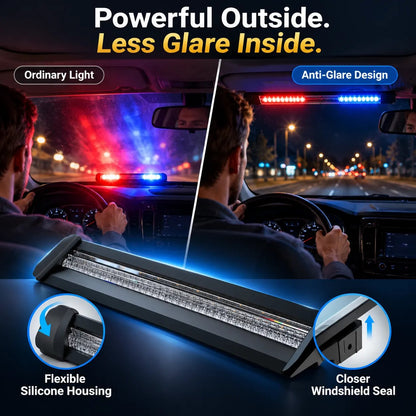 🚨 Anti-Glare LED Warning Light Bar | Tri-Color LEDs & 12–24V Power