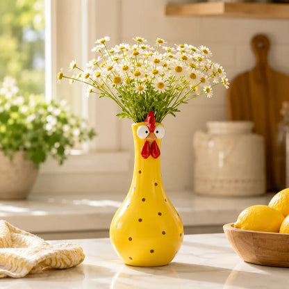 Whimsical Chicken or Cat Flower Vase for Home Decor – image 8
