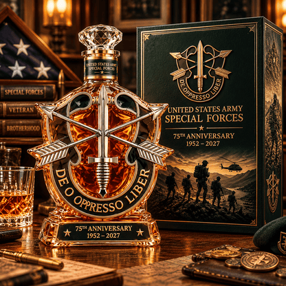 United States Army Special Forces 75th Anniversary Whiskey Bottle