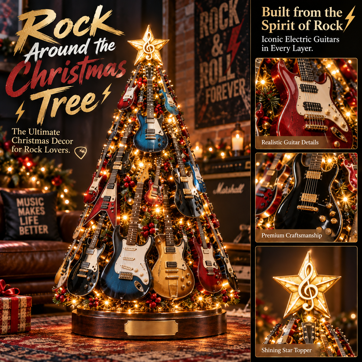 🎸🎄 Christmas Rock ’n’ Glow™ | Musical Guitar Tree Light
