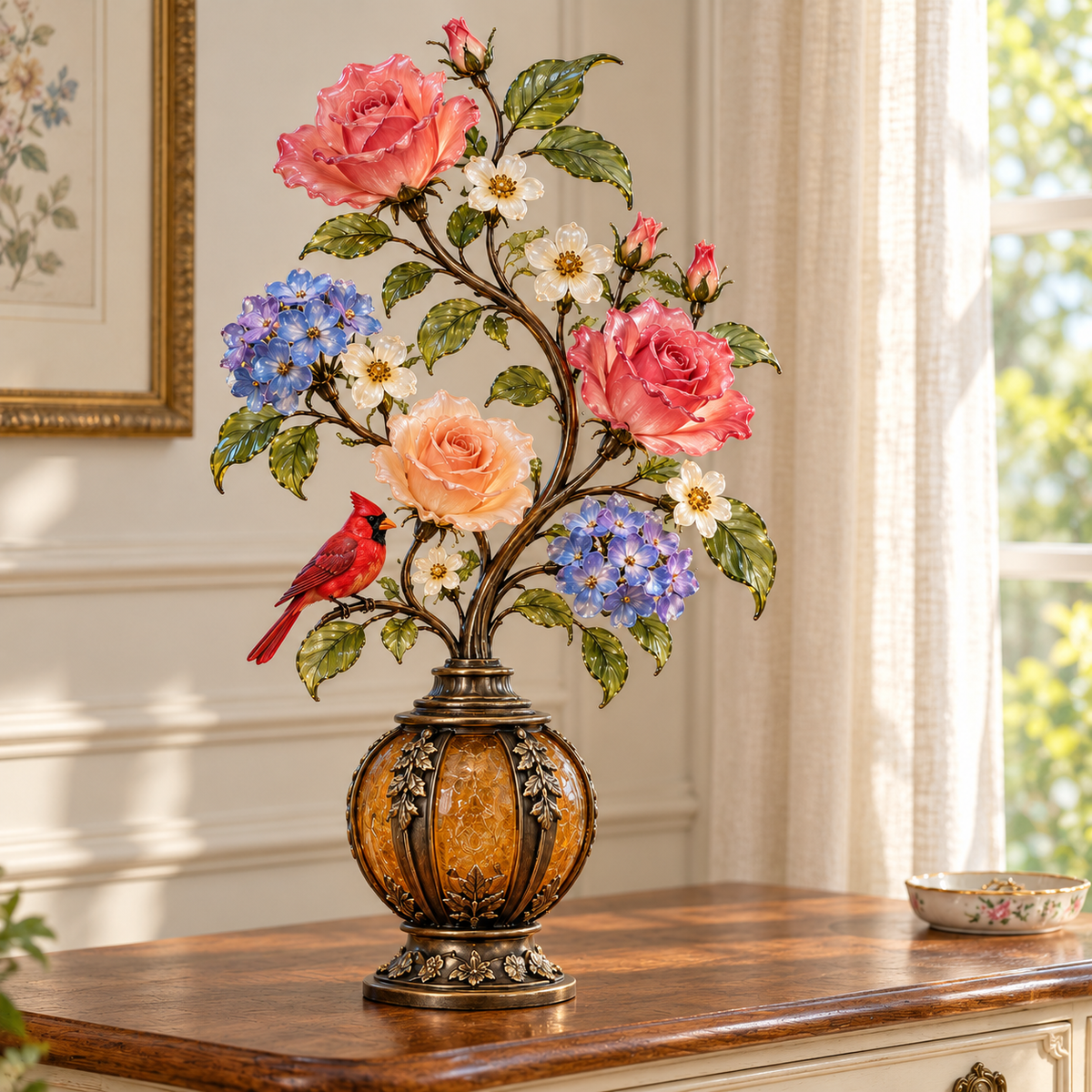 ✨ Everlasting Garden™ | Lighted Rose & Cardinal Decor