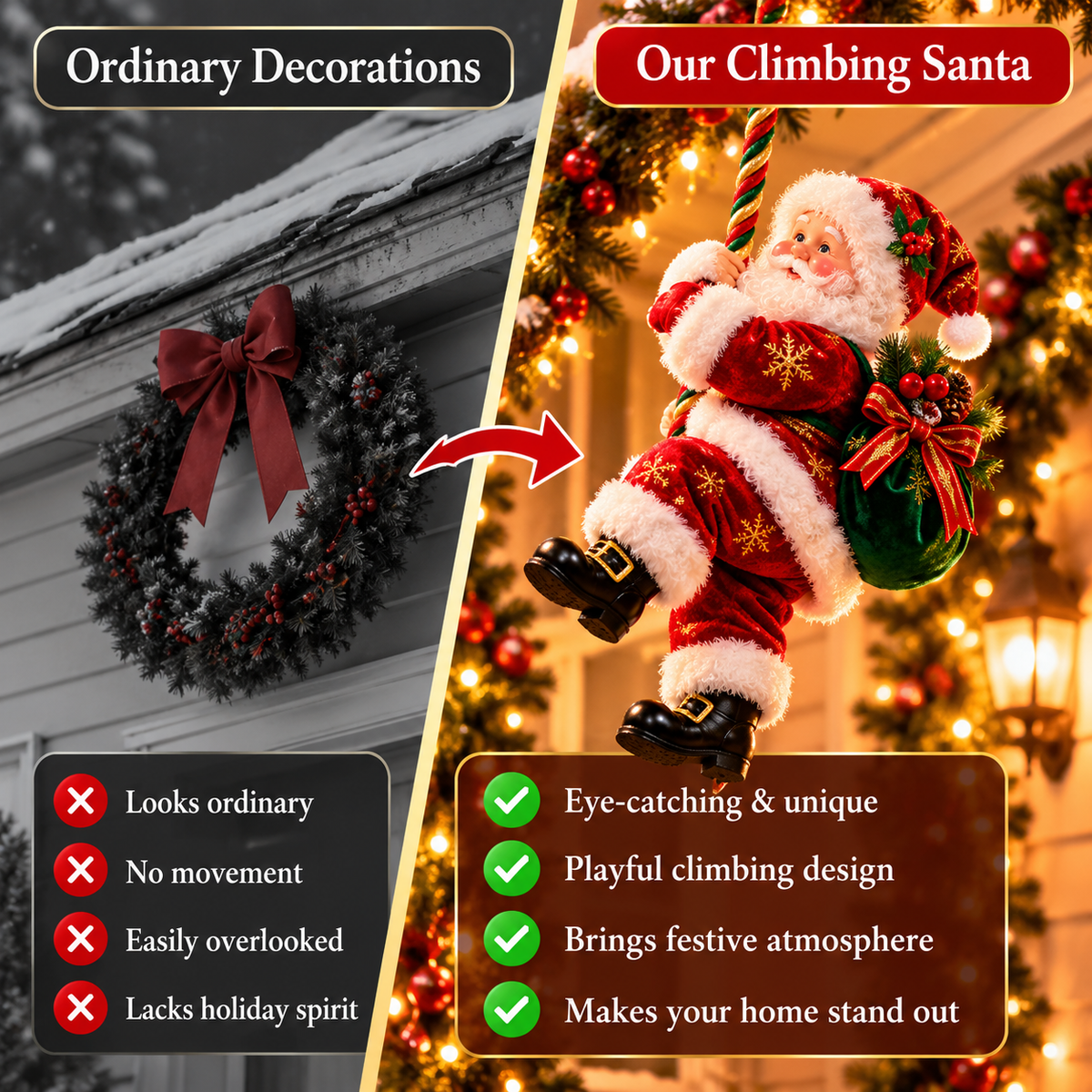 🎅🎄 Climbing Santa™ | Festive Christmas Rope Hanging Decor