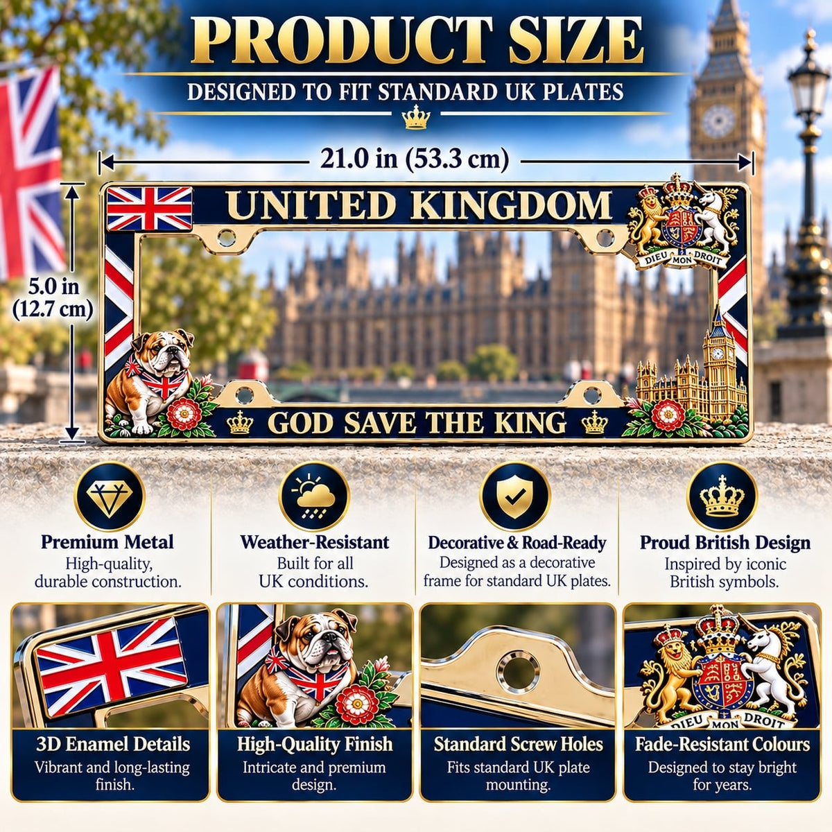 👑 God Save the King | UK Commemorative Plate Frame 🇬🇧