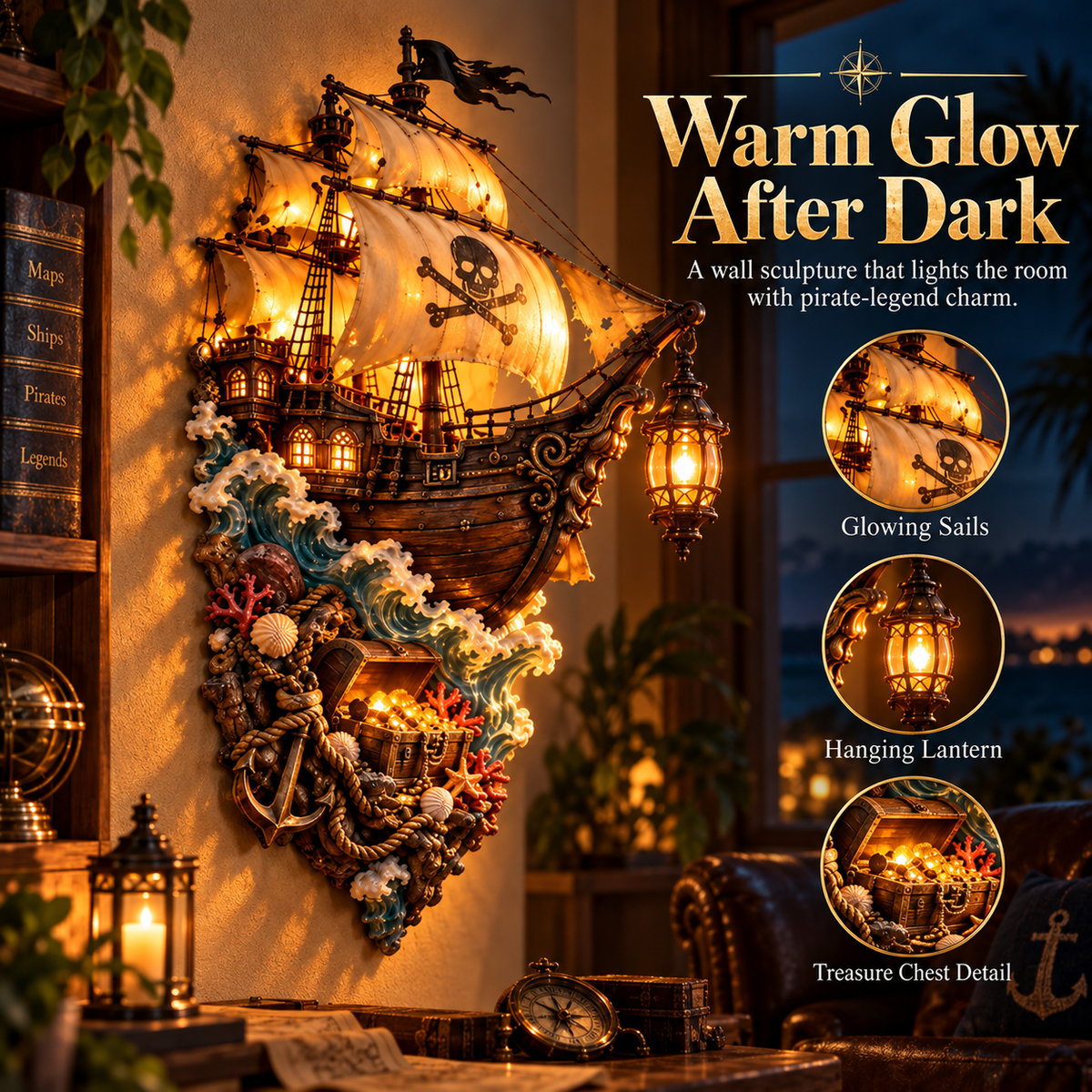⚓The Captain’s Last Voyage™ | Illuminated Pirate Wall Scene