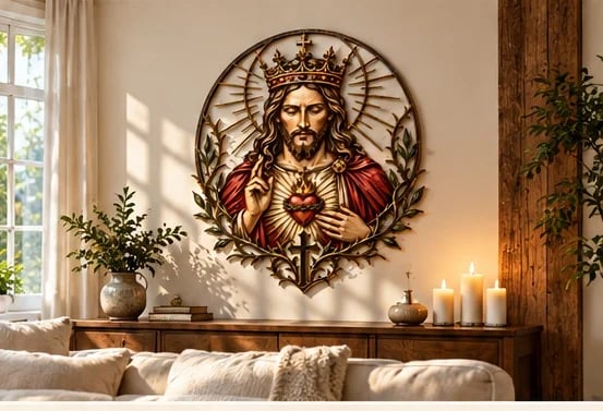 ❤️ The Heart That Watches Over Us | Jesus Wall Sculpture