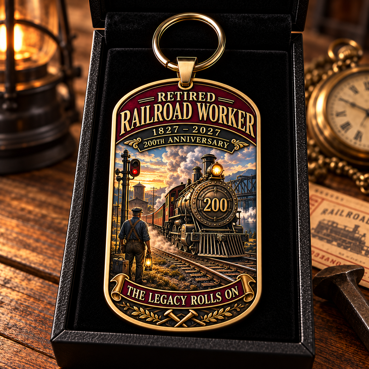 🚂 Built by Generations | Railroad Worker 200th Anniversary Keychain