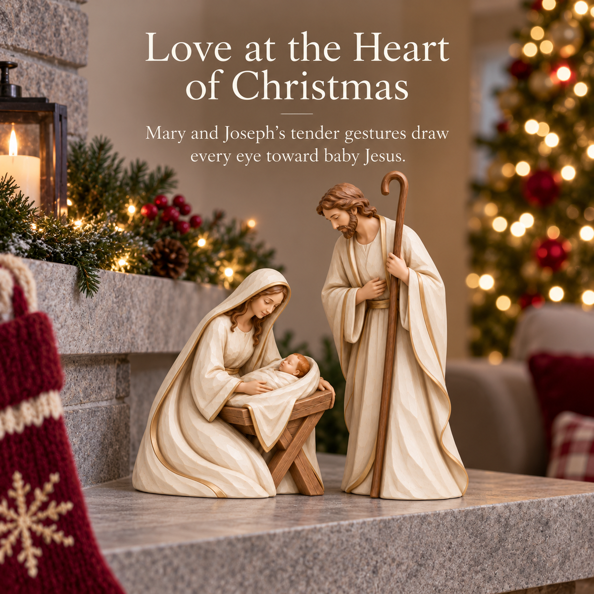 ✨ Bethlehem in Ivory & Gold™ | Holy Family Nativity Set
