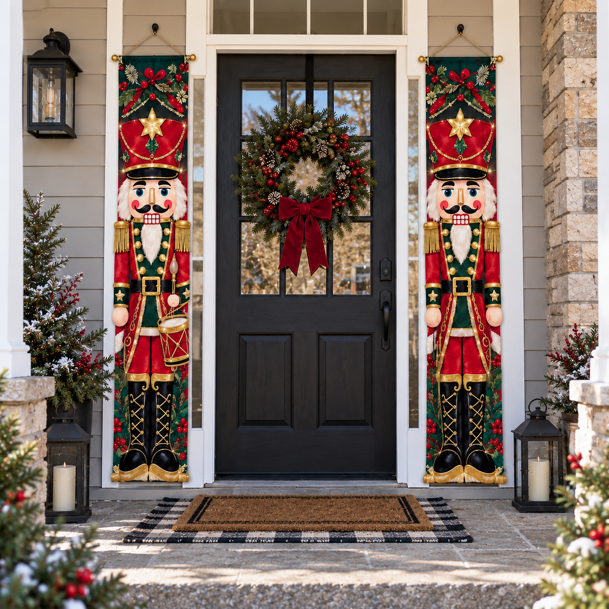 🎄🤴 Lighted Nutcracker Door Banner – Vintage Holiday Porch Decor