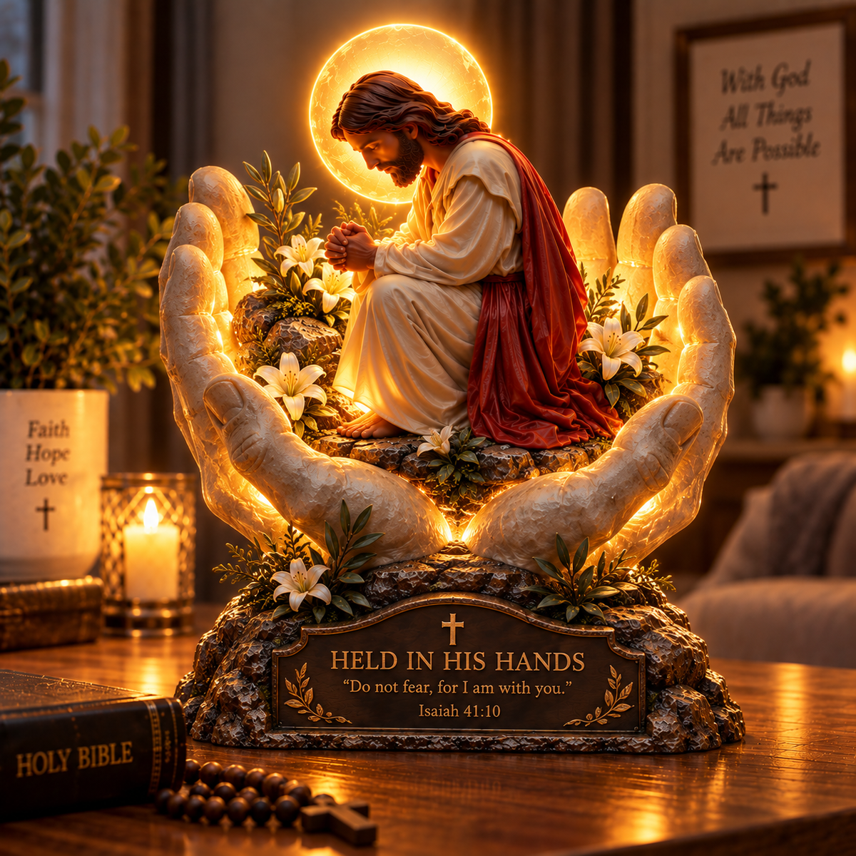 🙏🤍 Faith & Stillness™ | Illuminated Jesus Prayer Figurine
