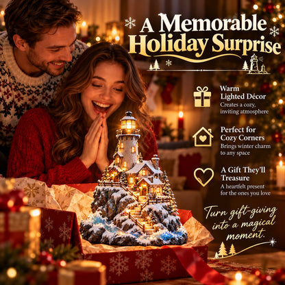 ✨ Winter Lighthouse Cottage Village™ – Lighted Coastal Christmas Decor ❄️
