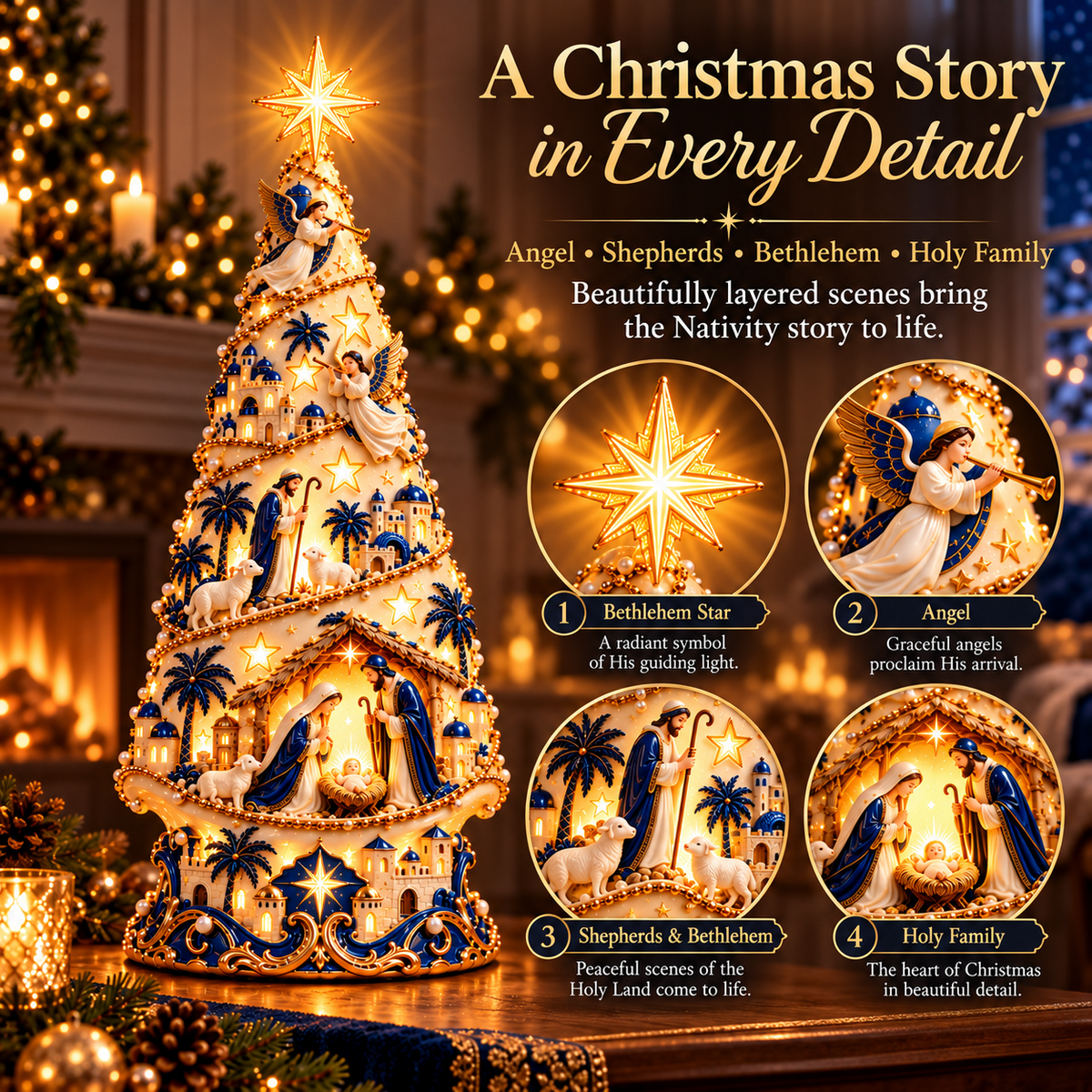 ✝️🌟 Emmanuel Shadowtree™ | Light-Up Nativity Christmas Decor
