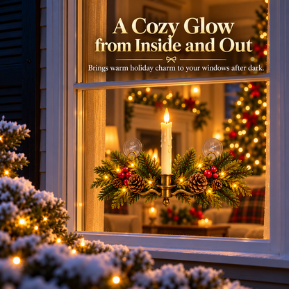 🕯️🌲 Evergreen Window Glow™ | Remote-Controlled Christmas Candle Swag