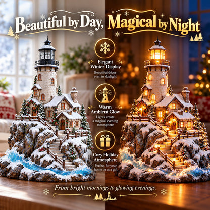 ✨ Winter Lighthouse Cottage Village™ – Lighted Coastal Christmas Decor ❄️