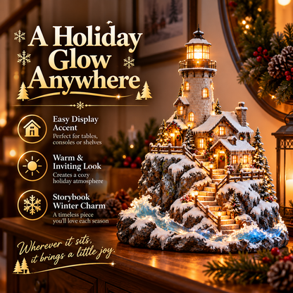 ✨ Winter Lighthouse Cottage Village™ – Lighted Coastal Christmas Decor ❄️