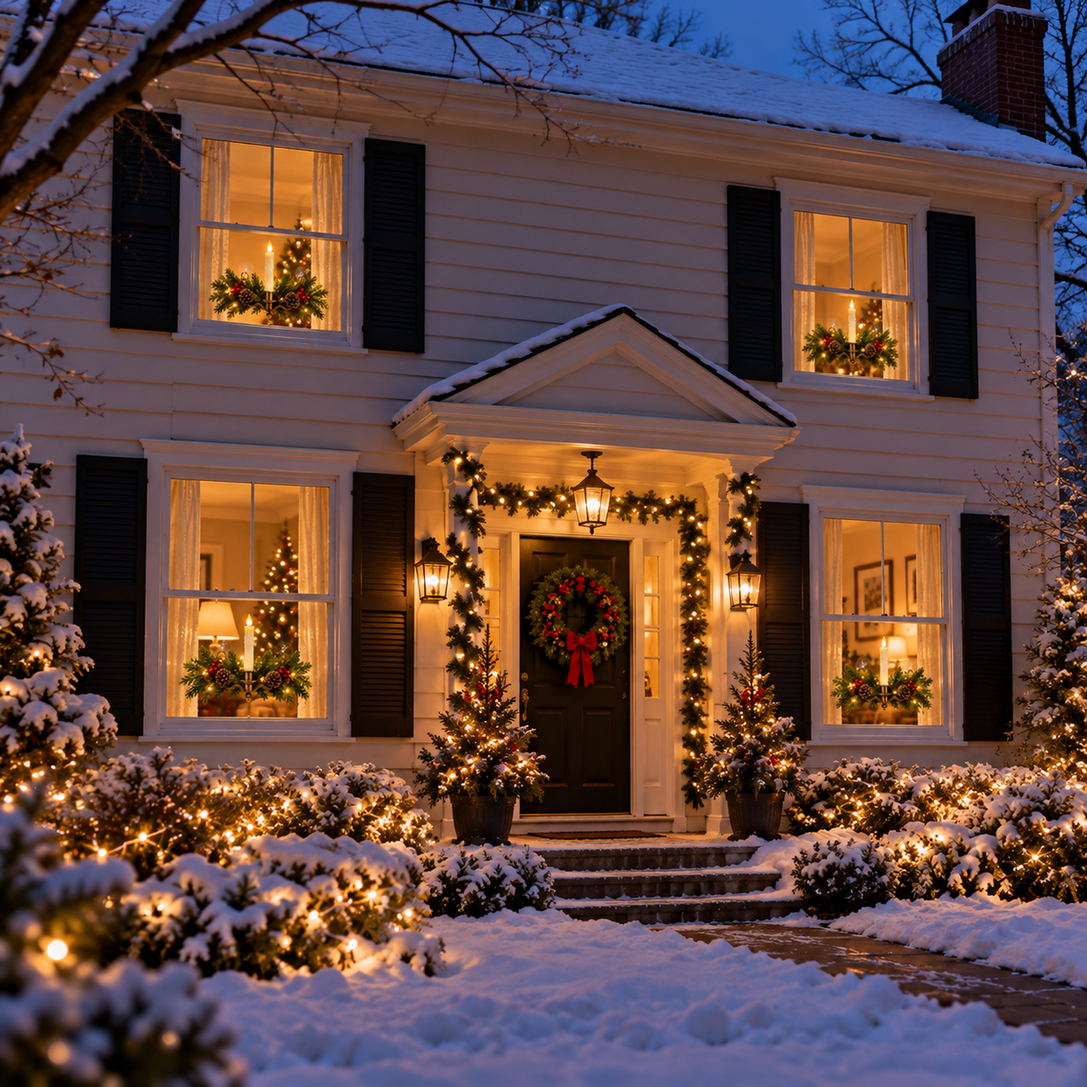 🕯️🌲 Evergreen Window Glow™ | Remote-Controlled Christmas Candle Swag