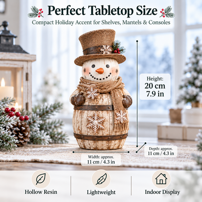 ☃️🎄 Frosted Barrel Snowman™ | Vintage Christmas Figurine