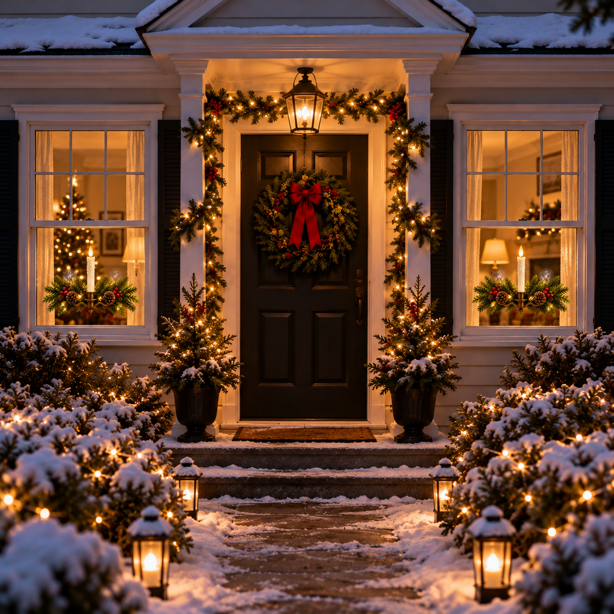 🕯️🌲 Evergreen Window Glow™ | Remote-Controlled Christmas Candle Swag