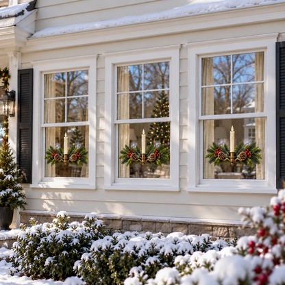 🕯️🌲 Evergreen Window Glow™ | Remote-Controlled Christmas Candle Swag