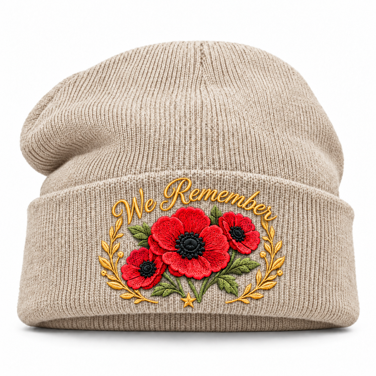 🎖️ Lest We Forget Poppy™ | Memorial Embroidered Knit Beanie
