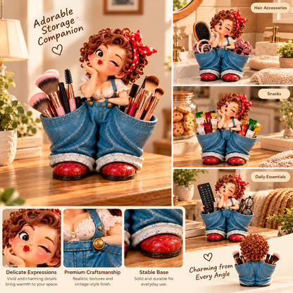 💕🧺 Vintage Pocket Girl – Adorable Desk Organizer & Charming Home Decor ✨