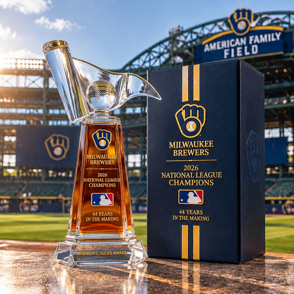 🏆⚾ Milwaukee Brewers 2026 NL Champions Whiskey Trophy Bottle – 44 Years in the Making Collector’s Edition