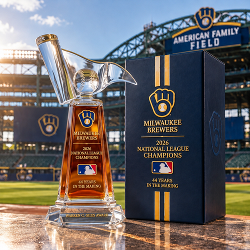 🏆⚾ Milwaukee Brewers 2026 NL Champions Whiskey Trophy Bottle – 44 Years in the Making Collector’s Edition