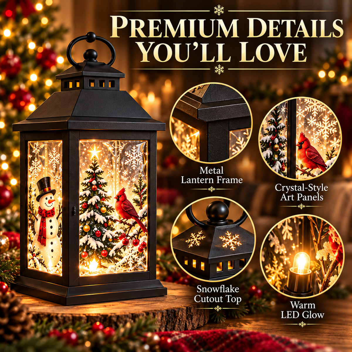 🎄💎 Interchangeable Crystal Holiday Lantern ✨ Light Up Seasonal Decor