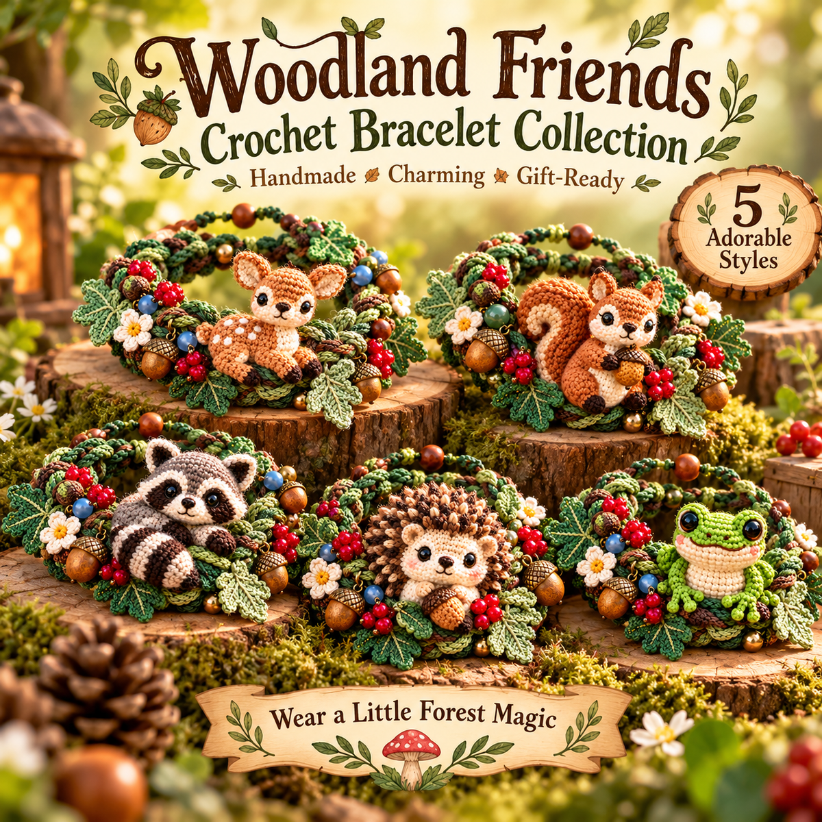 🌿🧶 Forest Friends on Your Wrist | Handmade Crochet Animal Bracelets
