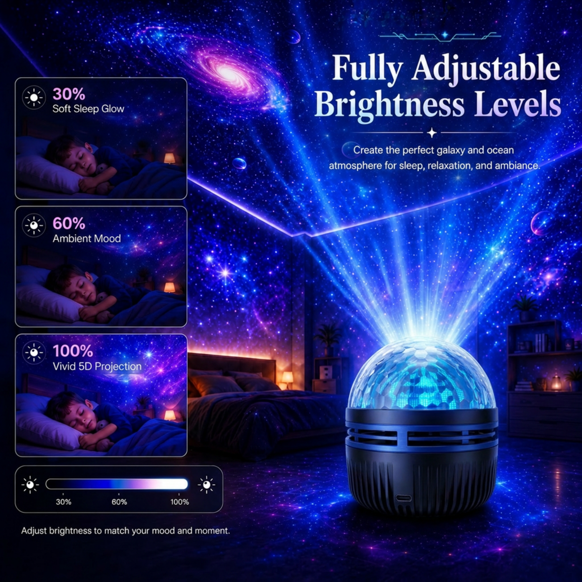 🌌 Celestial Rift™ | 360° Immersive Starfield Projector