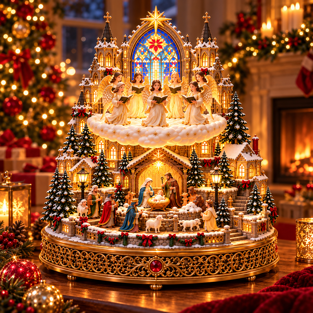 ✨ When Angels Sing | Lighted & Rotating Nativity Village 👼🎄