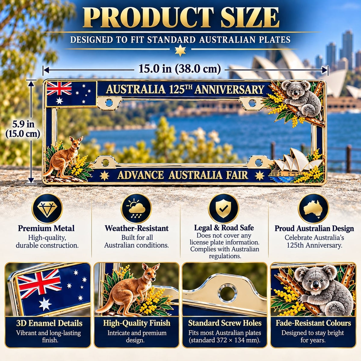 🦘🐨 🇦🇺 Aussie Pride 1901–2026 | 125th Anniversary Metal Plate Frame