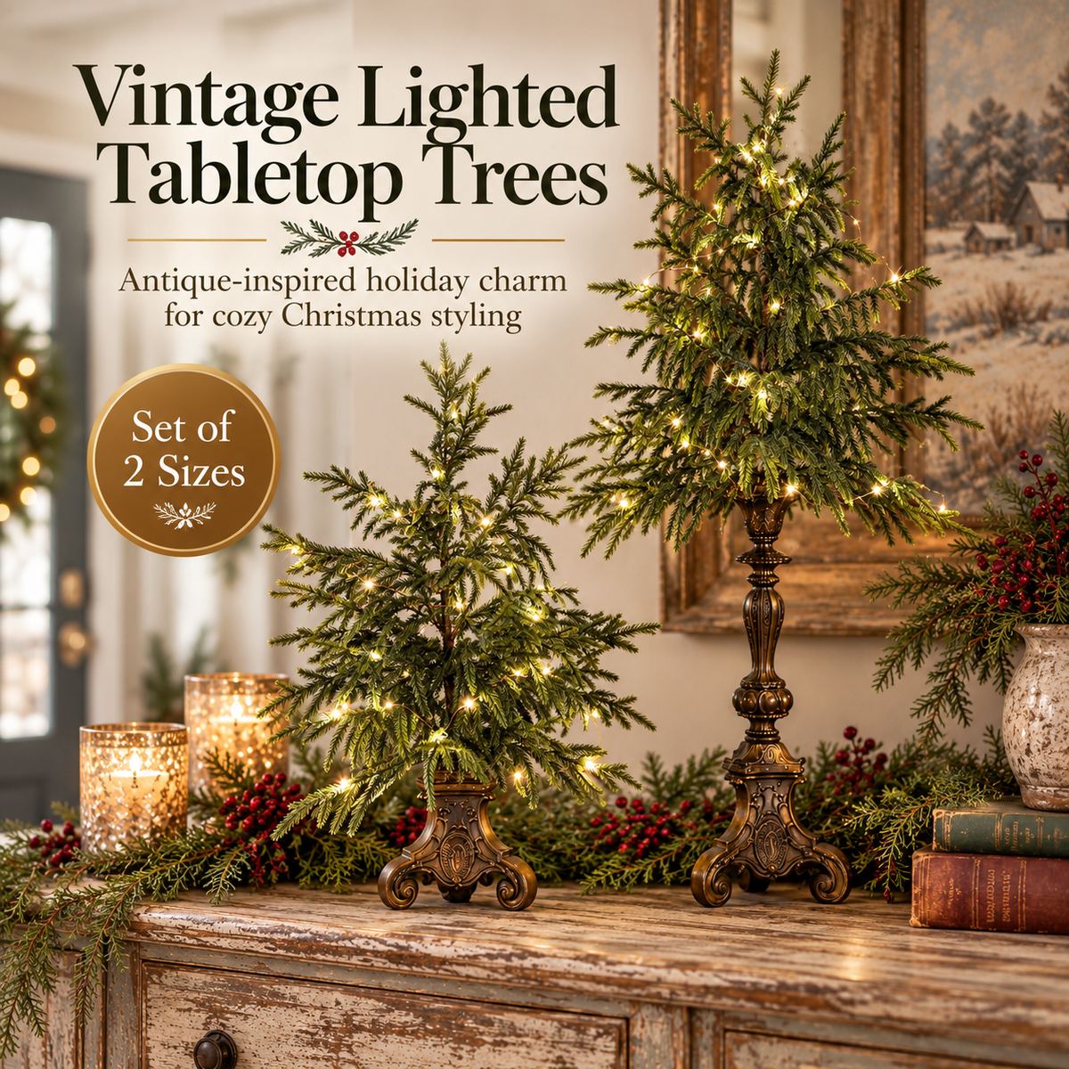 🎄 Vintage Christmas Forest | Tabletop Tree Collection