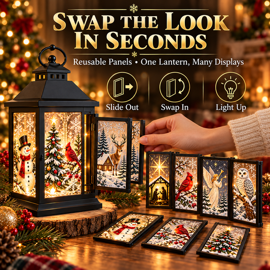 🎄💎 Interchangeable Crystal Holiday Lantern ✨ Light Up Seasonal Decor