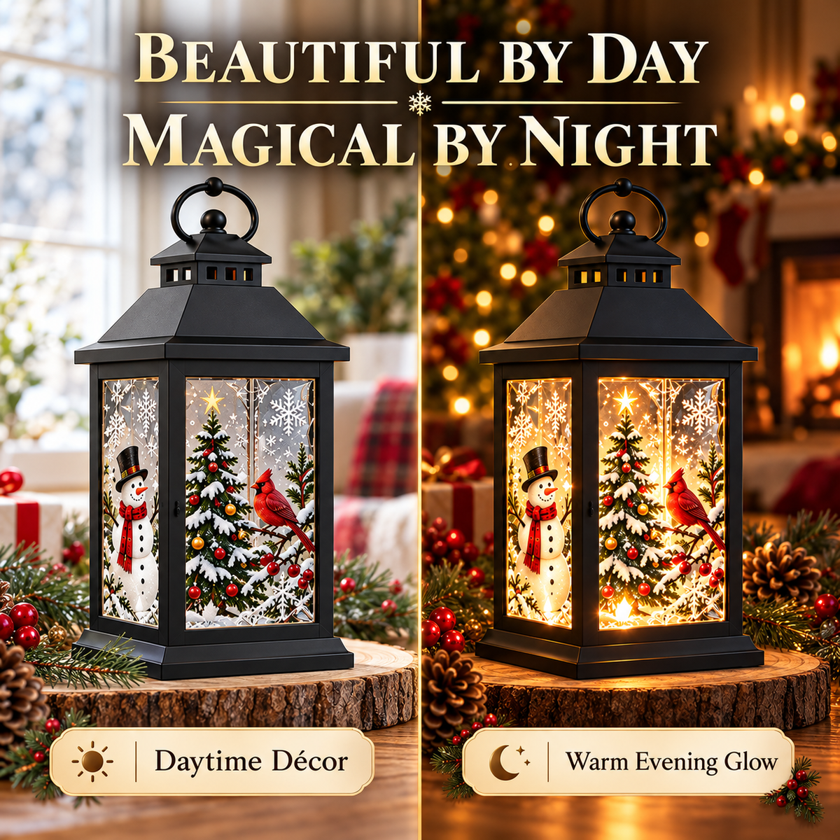 🎄💎 Interchangeable Crystal Holiday Lantern ✨ Light Up Seasonal Decor