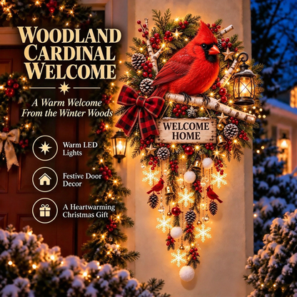 🎄🦉 Christmas Animal Welcome Light — Light-up Woodland-Style Door Decoration