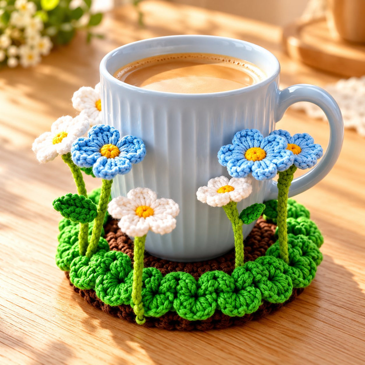 🌸☕ Blooming Mug Garden™ | Handmade 3D Crochet Flower Coaster