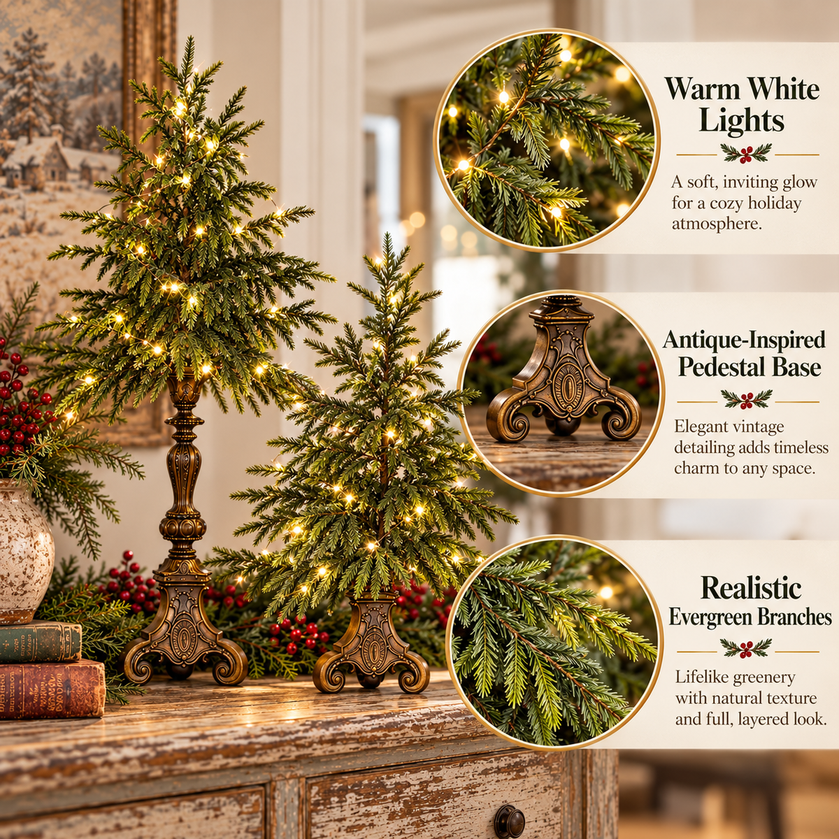 🎄 Vintage Christmas Forest | Tabletop Tree Collection