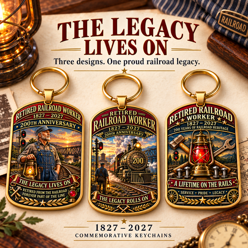 🚂 Built by Generations | Railroad Worker 200th Anniversary Keychain
