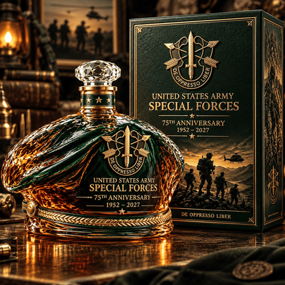 United States Army Special Forces 75th Anniversary Whiskey Bottle
