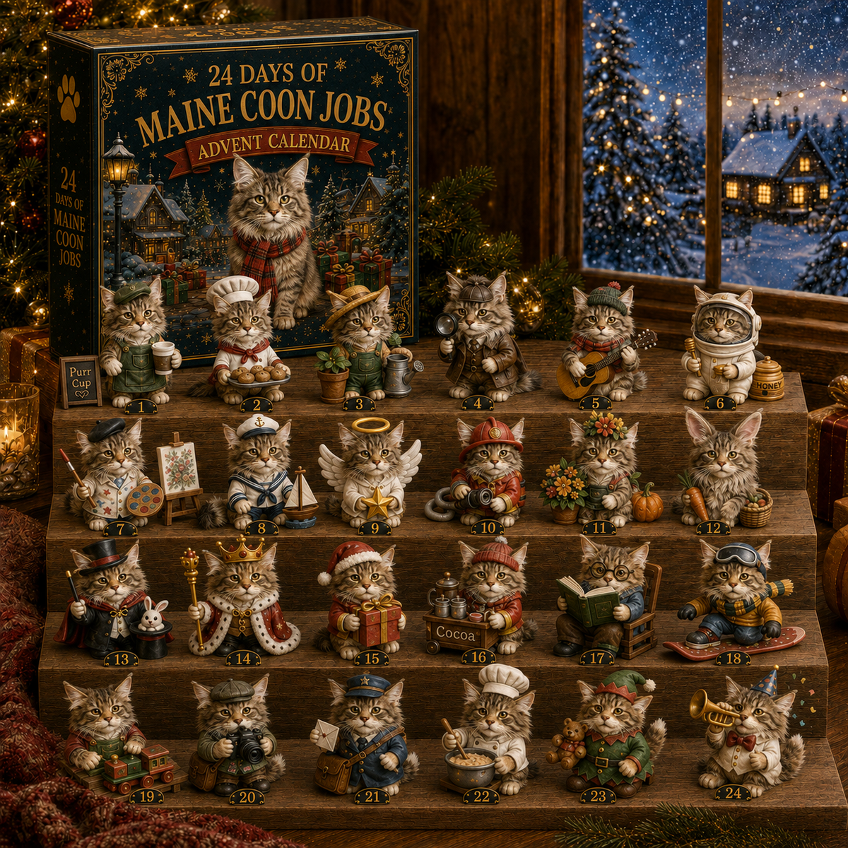 🐱💼 Maine Coon Jobs Advent Calendar – 24 Cats at Work